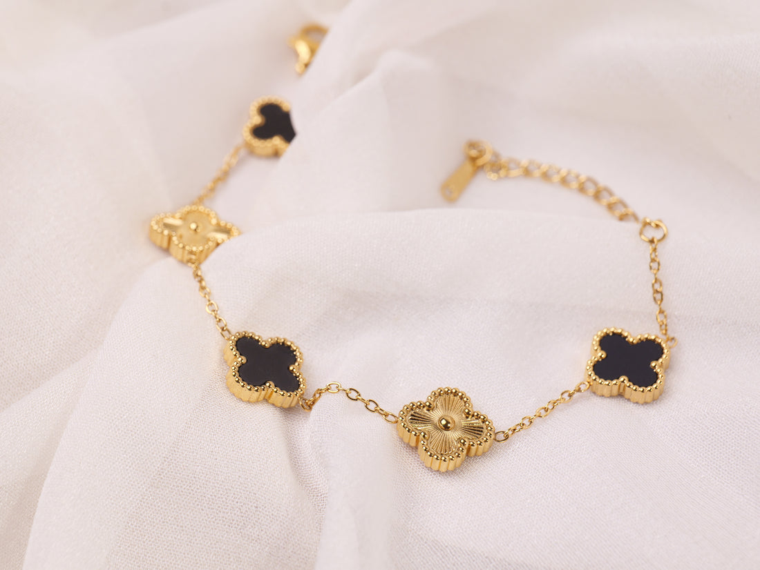 Nair Clover Dual Tone Bracelet | Gold & Silver Plated Adjustable Bracelet for Women & Girls | Elegant Daily & Occasion Wear Jewelry