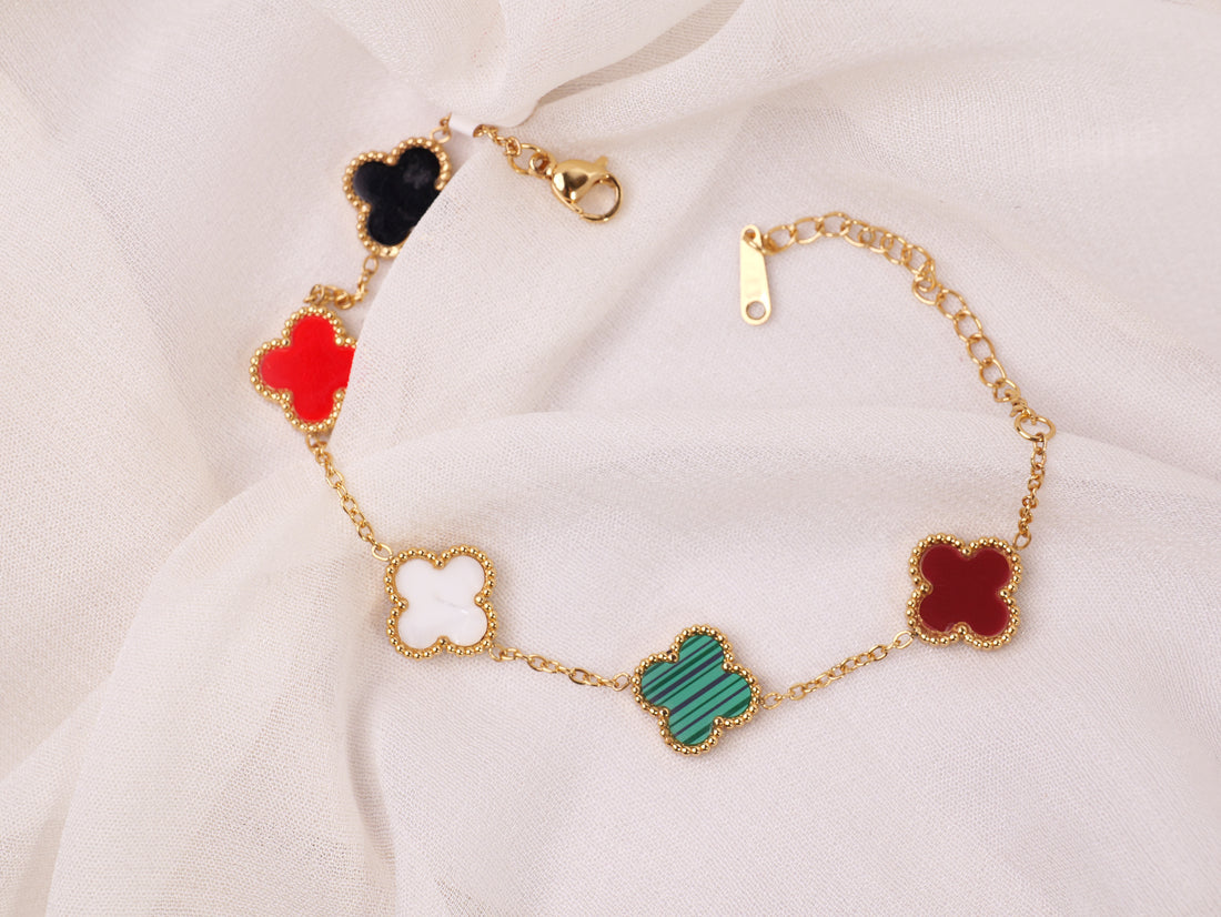 Multicolor Clover Charm Bracelet
