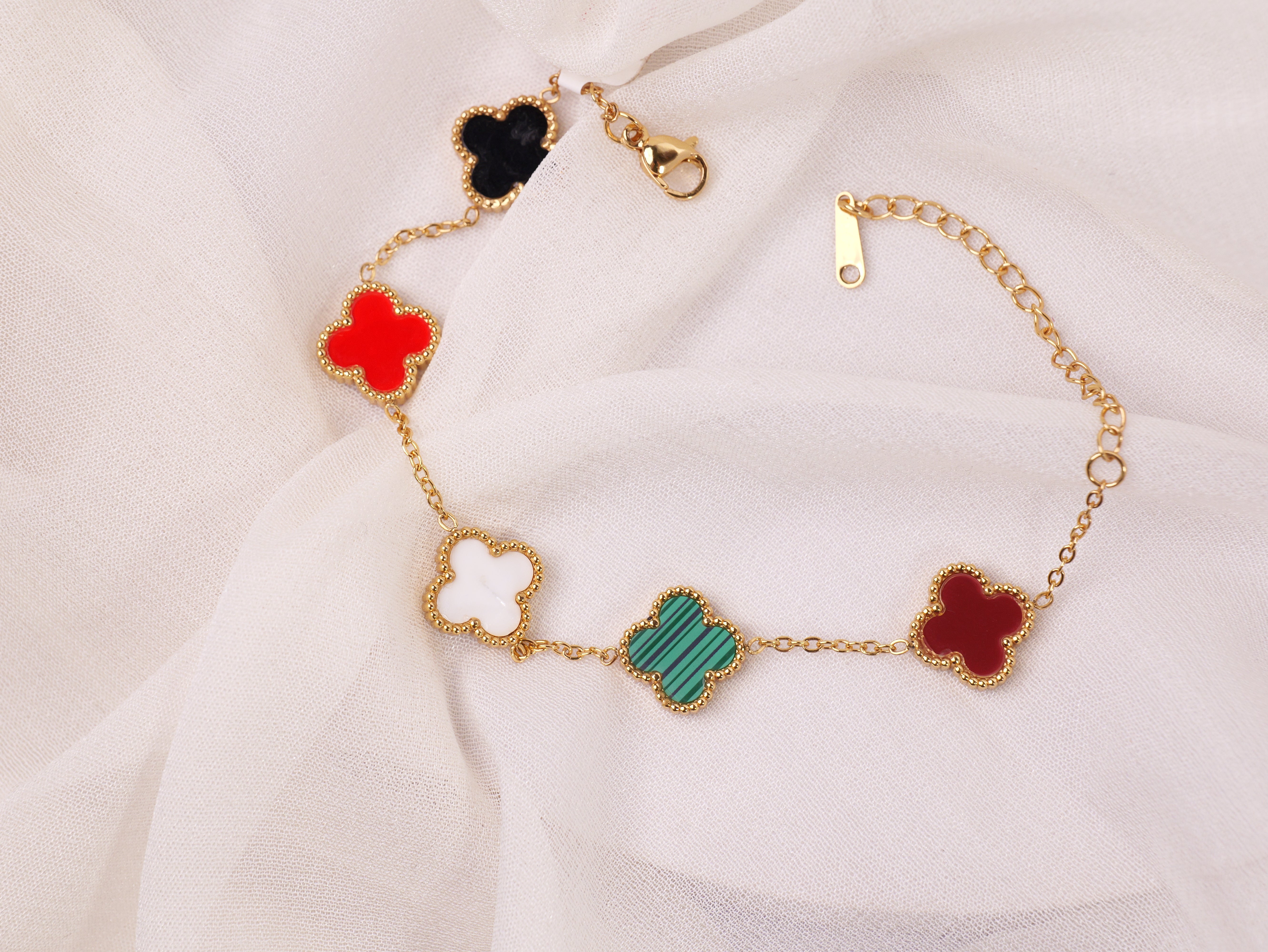 Multicolor Clover Charm Bracelet