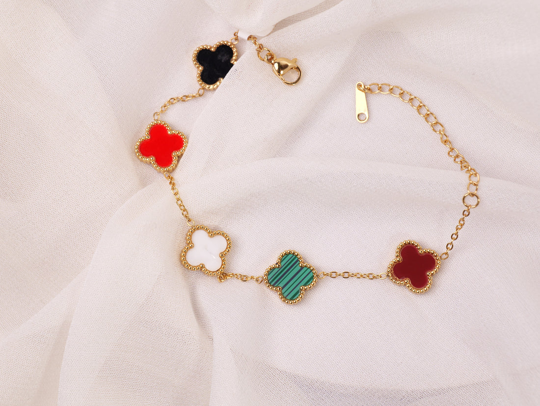 Multicolor Clover Charm Bracelet