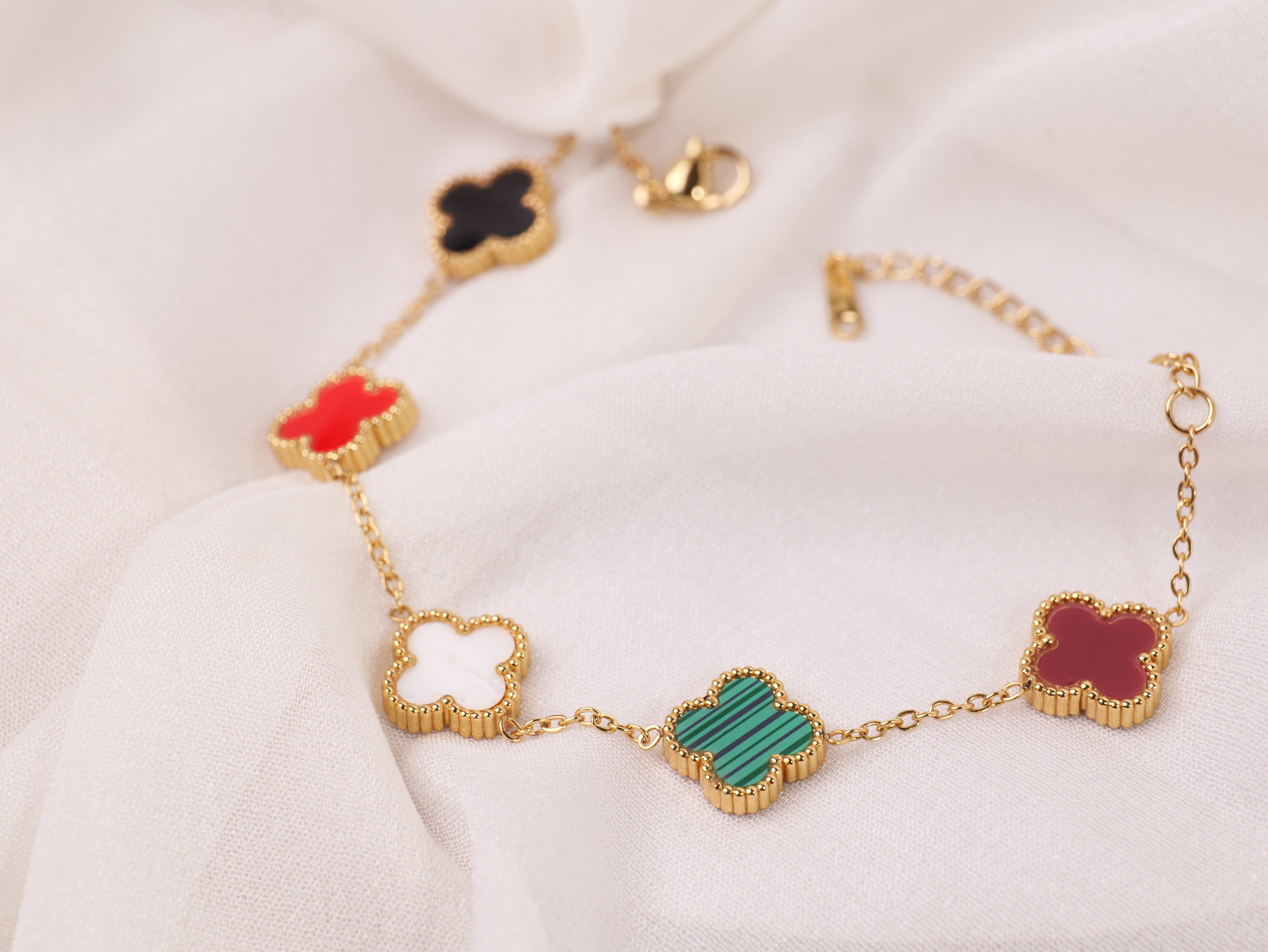 Multicolor Clover Charm Bracelet