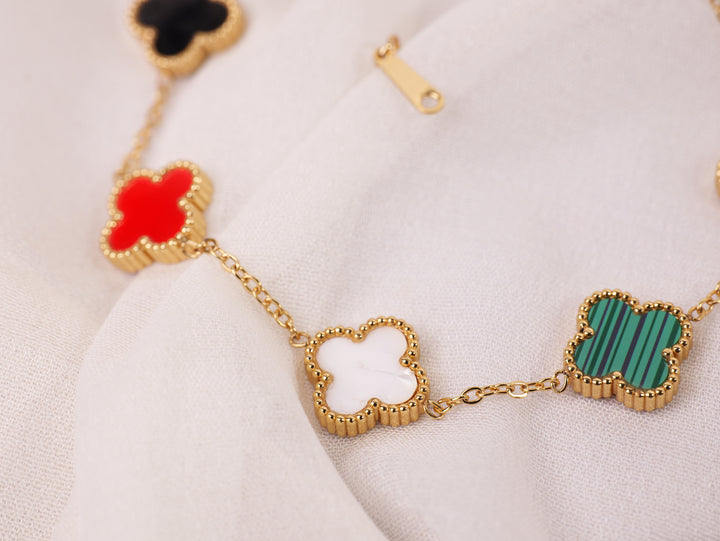 Multicolor Clover Charm Bracelet