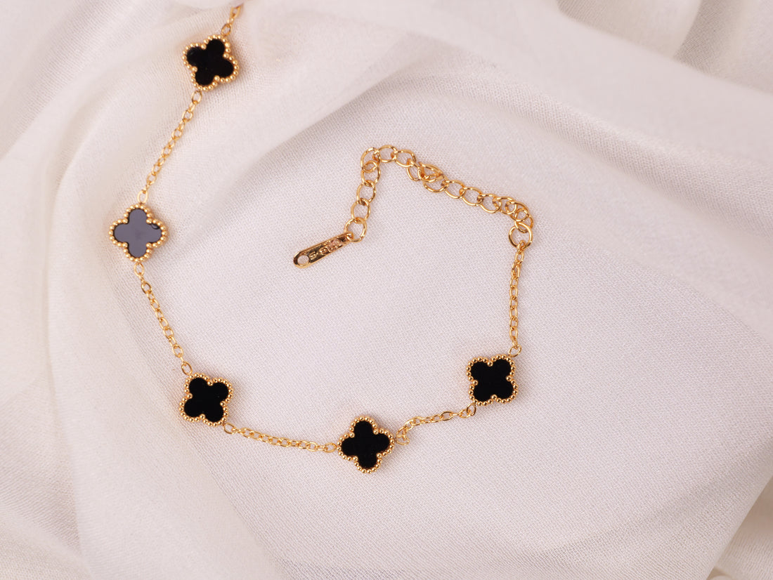Black Small Clover Charm Bracelet