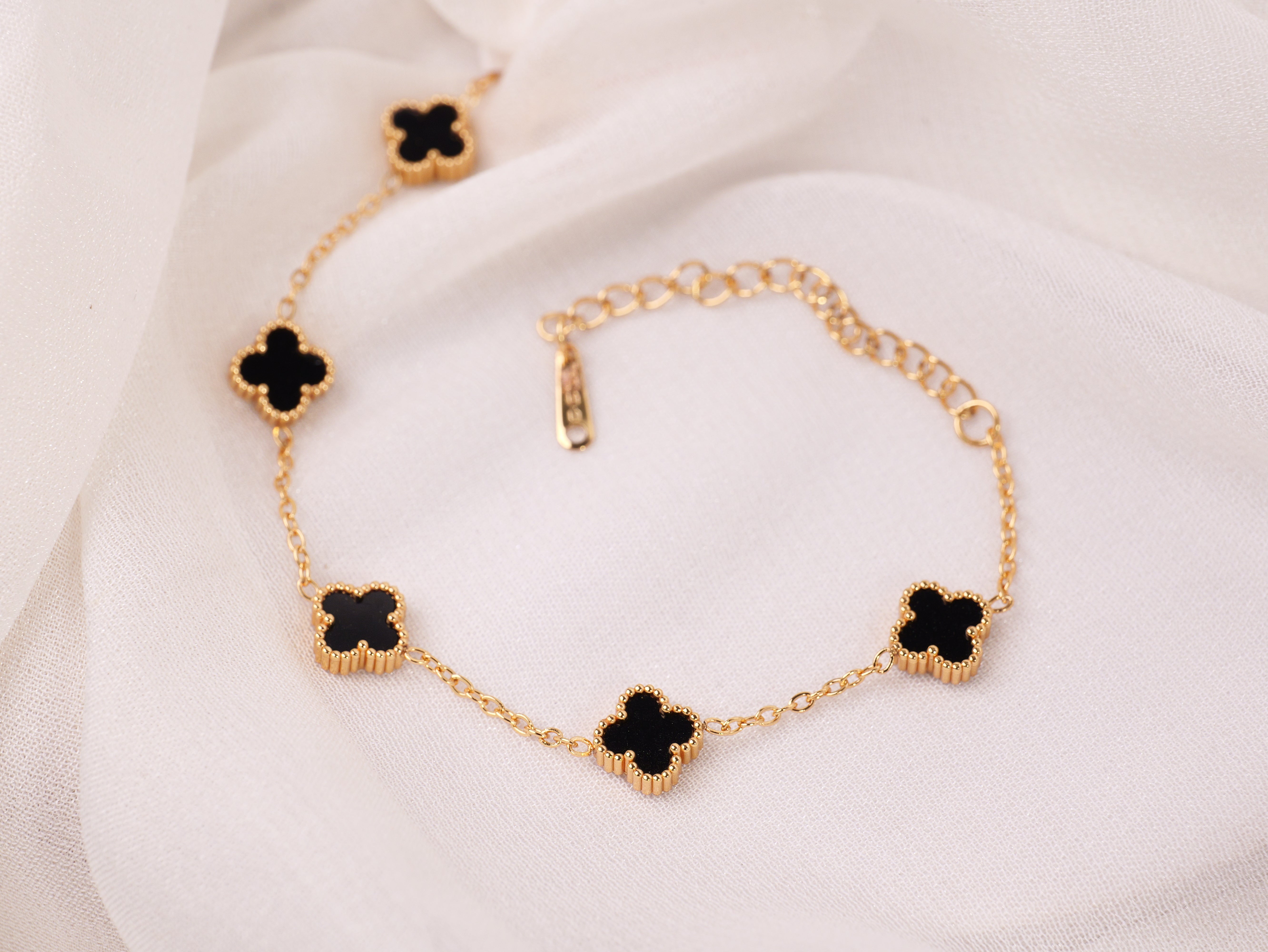 Black Small Clover Charm Bracelet