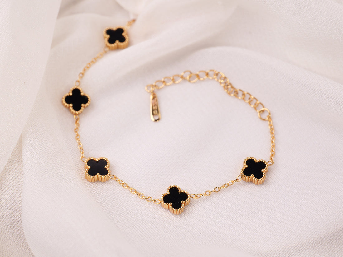 Black Small Clover Charm Bracelet