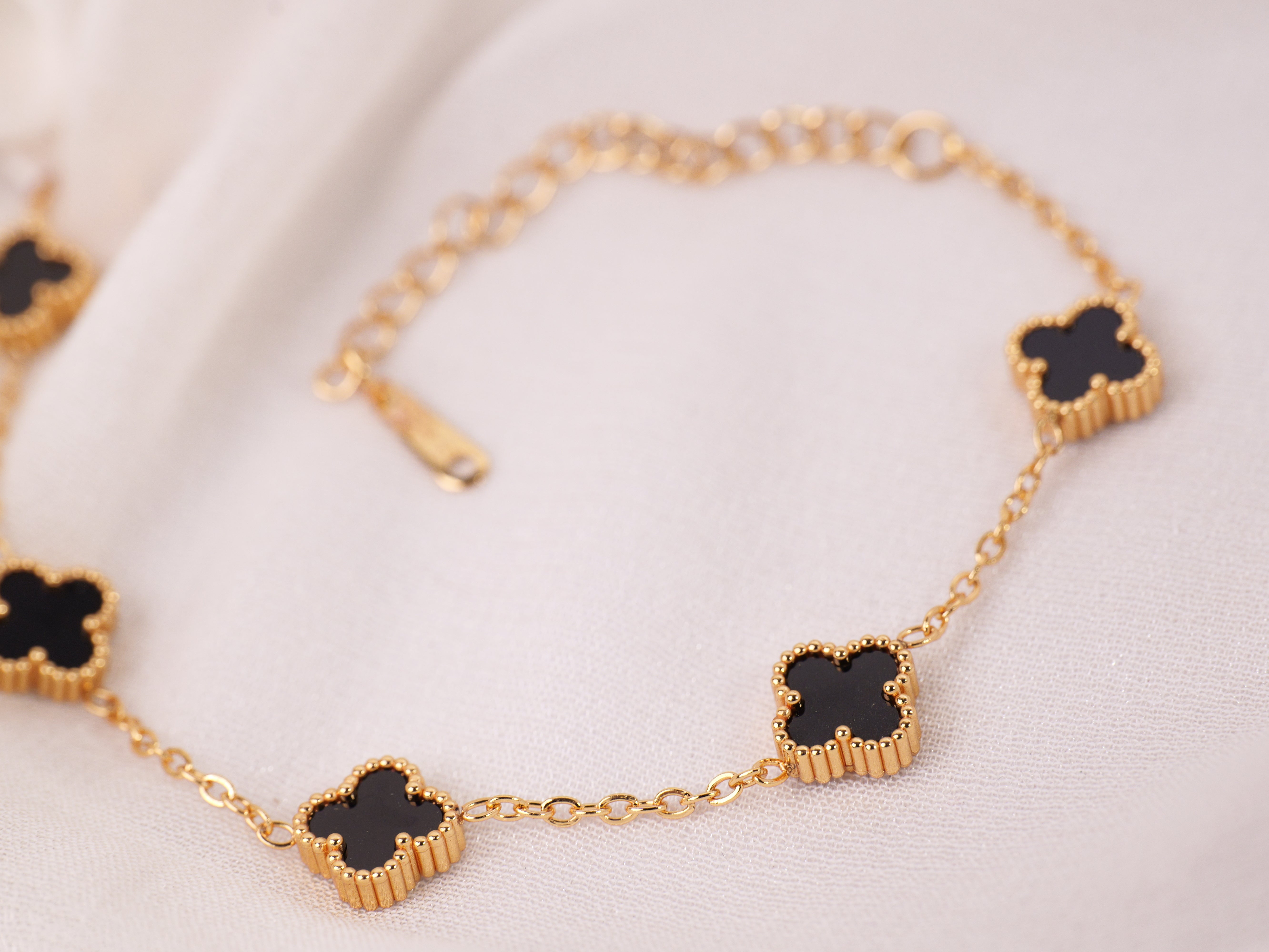 Black Small Clover Charm Bracelet