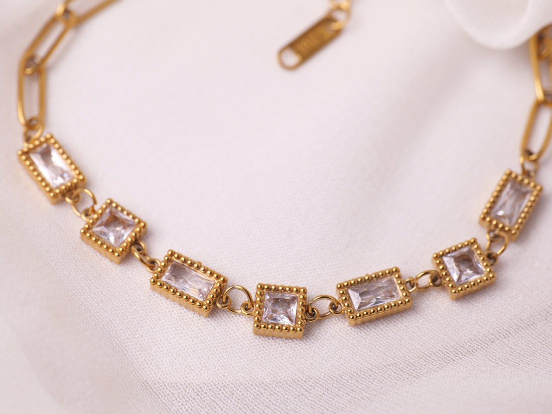 Crystal Rectangle Link Bracelet