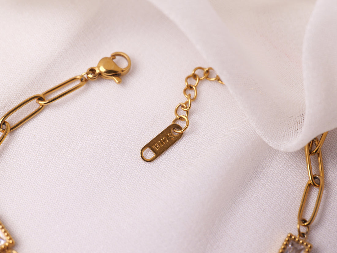 Crystal Rectangle Link Bracelet