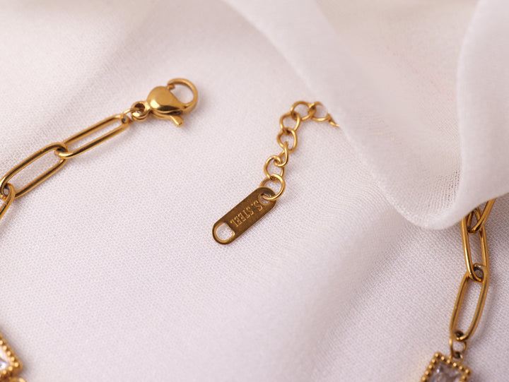 Crystal Rectangle Link Bracelet
