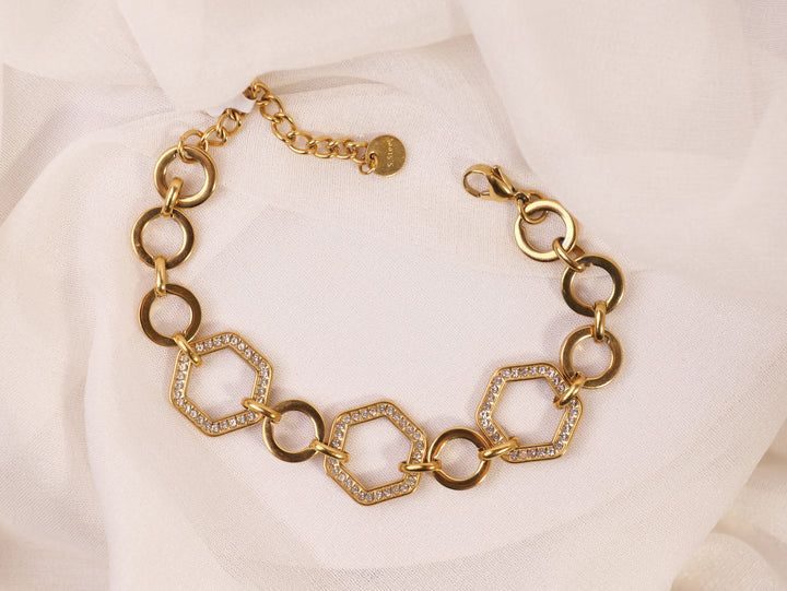 Geometric Gold Link Chain Bracelet