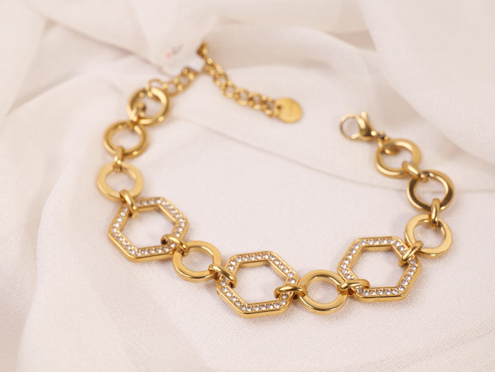 Geometric Gold Link Chain Bracelet
