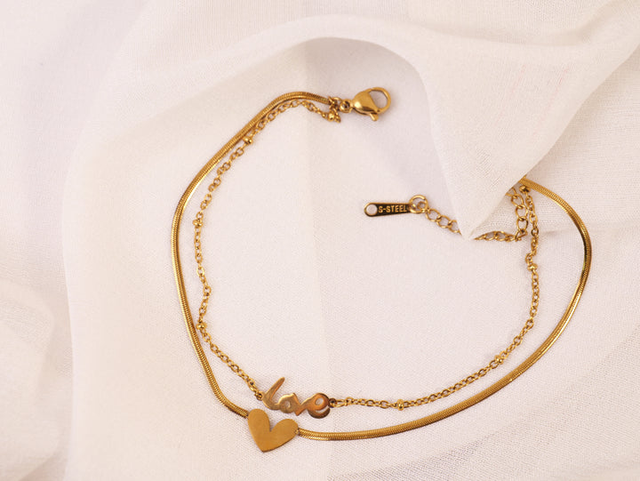 Golden Love & Heart Layered Bracelet