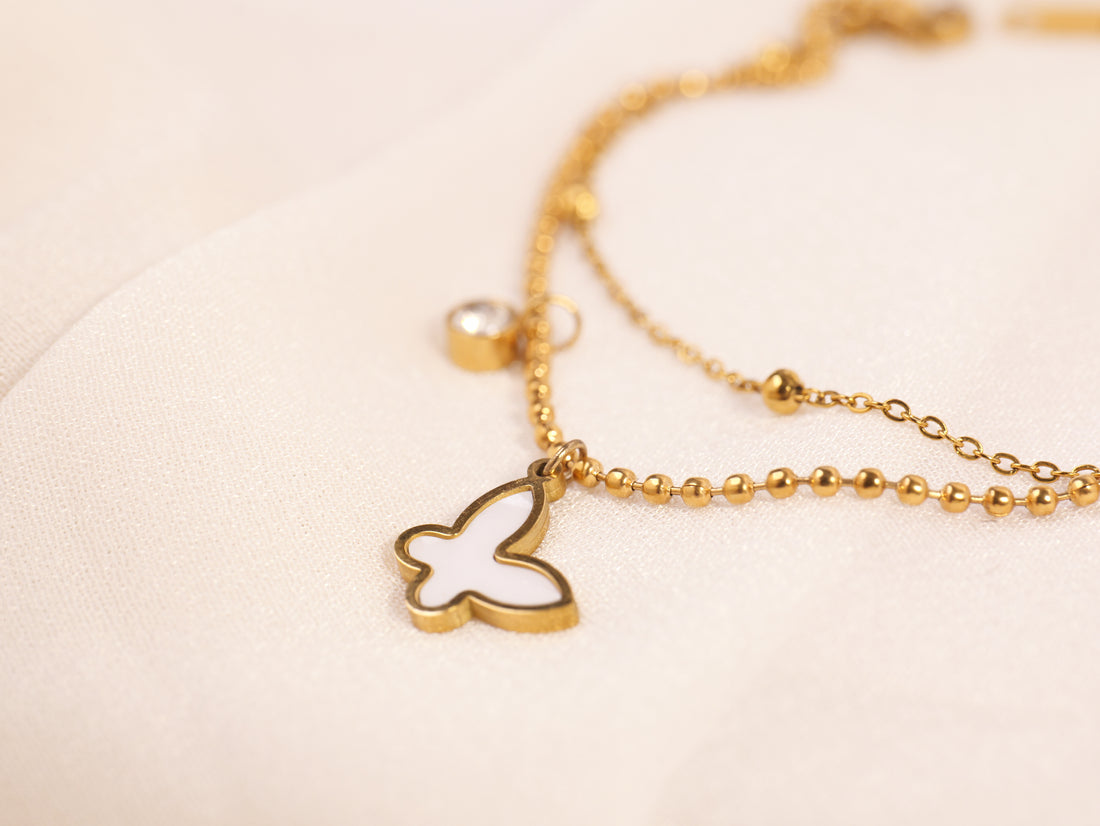 Butterfly Charm Double-Layer Bracelet