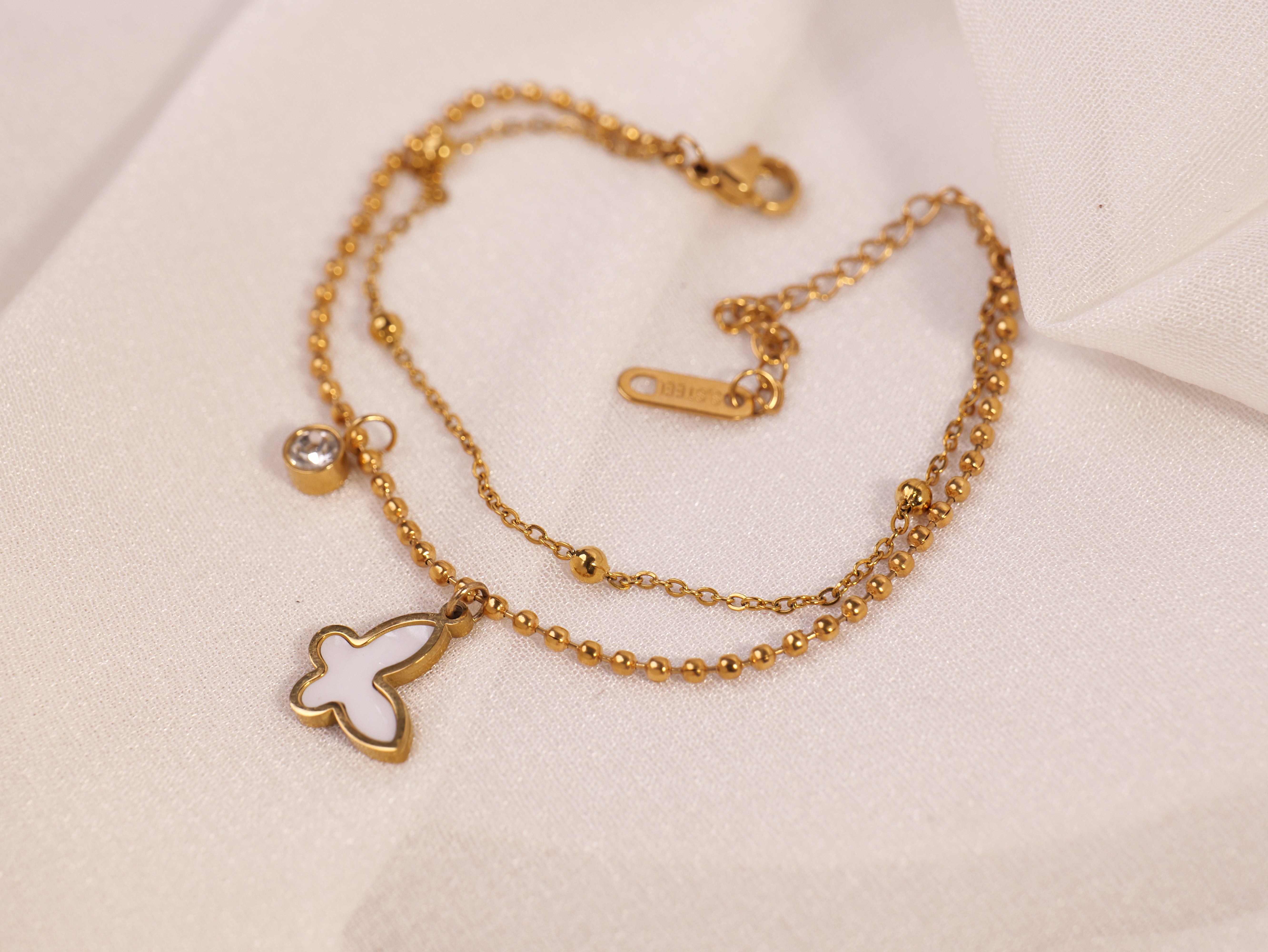 Butterfly Charm Double-Layer Bracelet