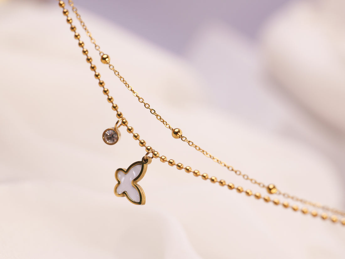 Butterfly Charm Double-Layer Bracelet