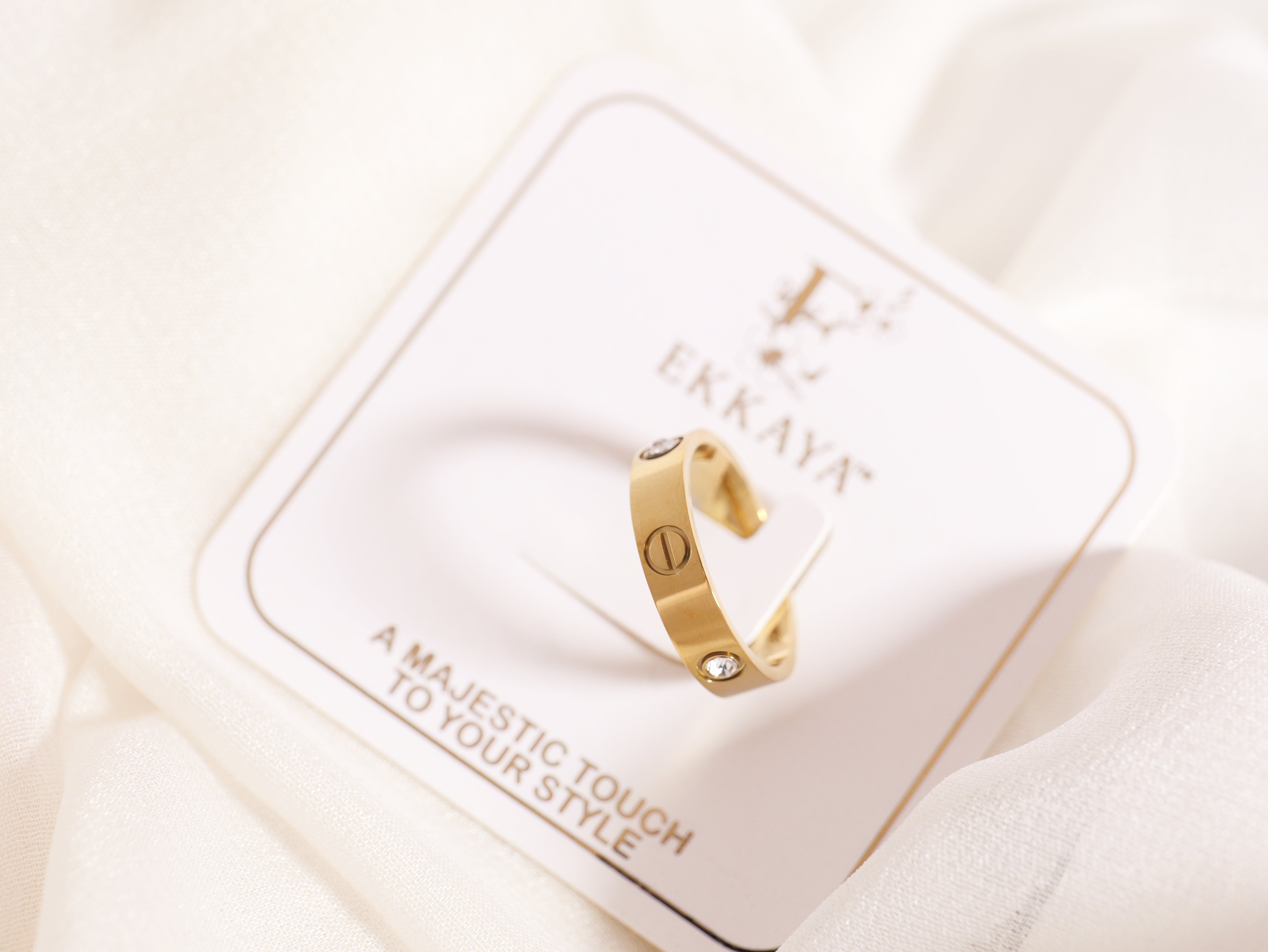 Classic Band Ring with Crystal Detailing