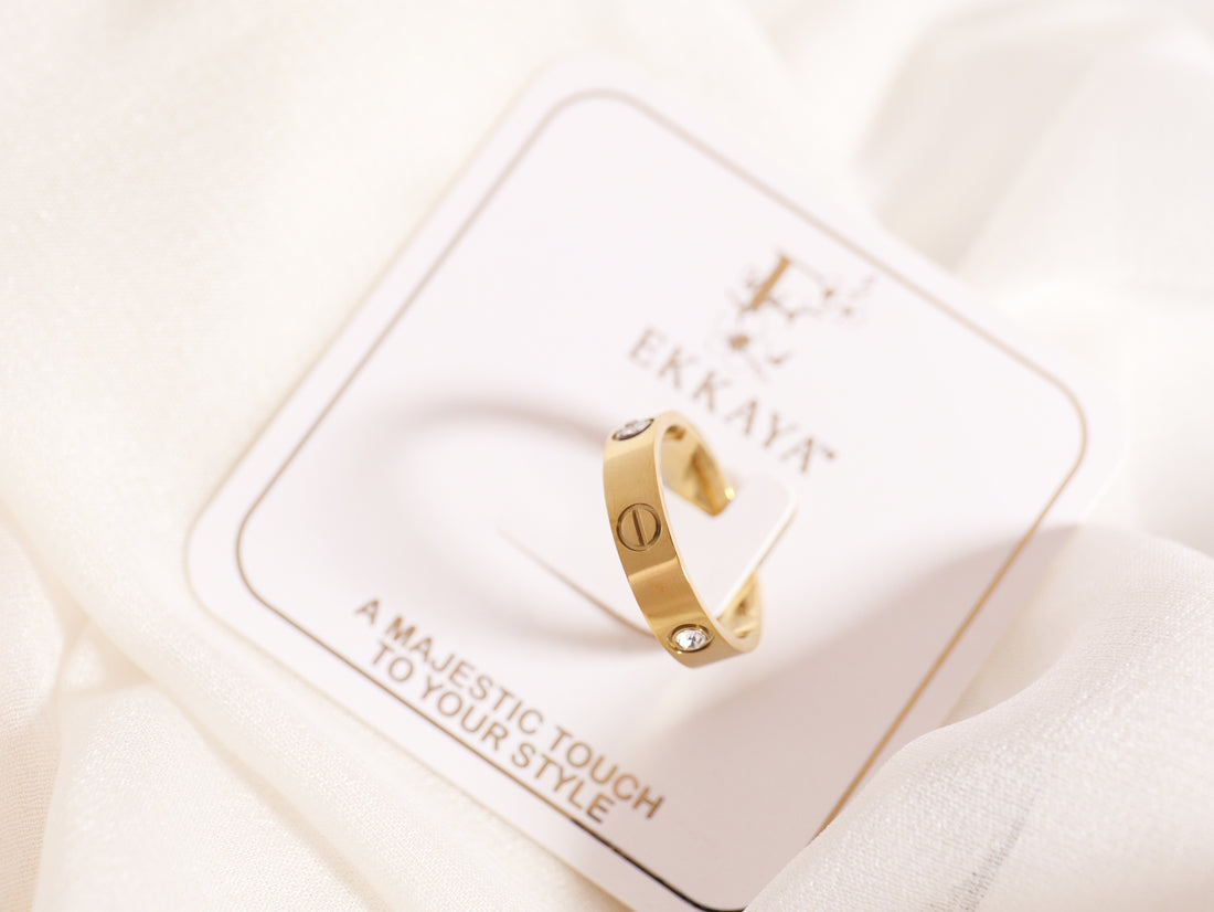 Classic Band Ring with Crystal Detailing