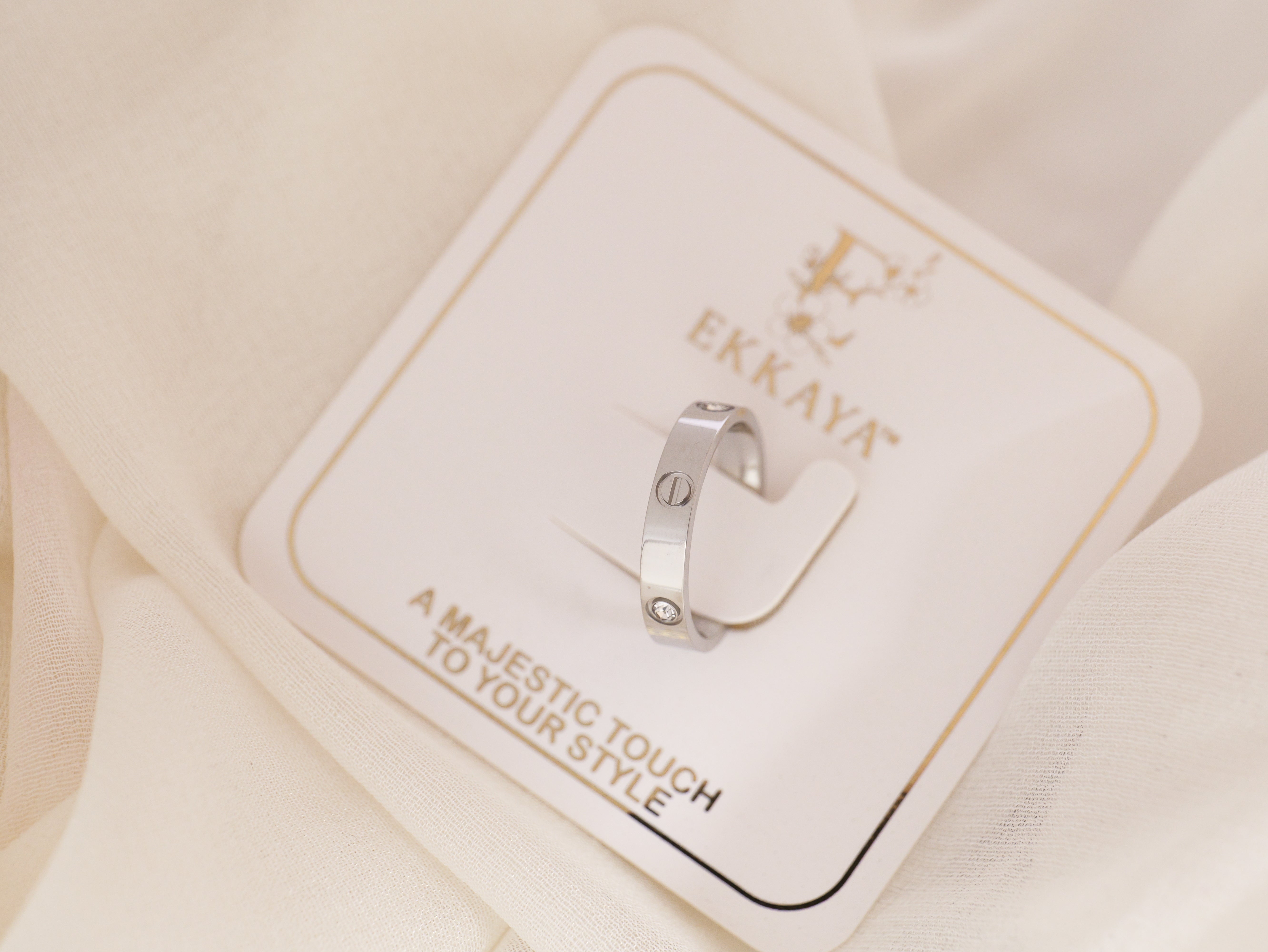 Classic Band Ring with Crystal Detailing