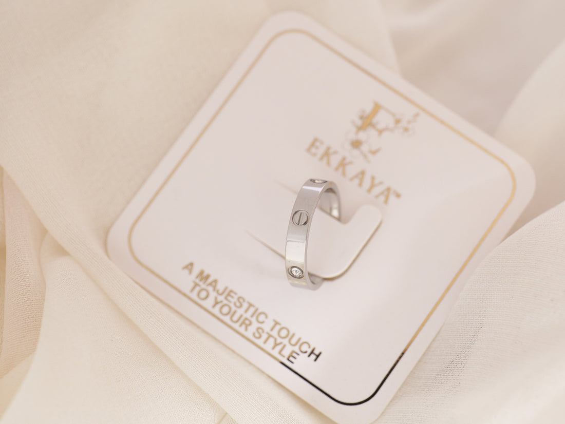 Classic Band Ring with Crystal Detailing