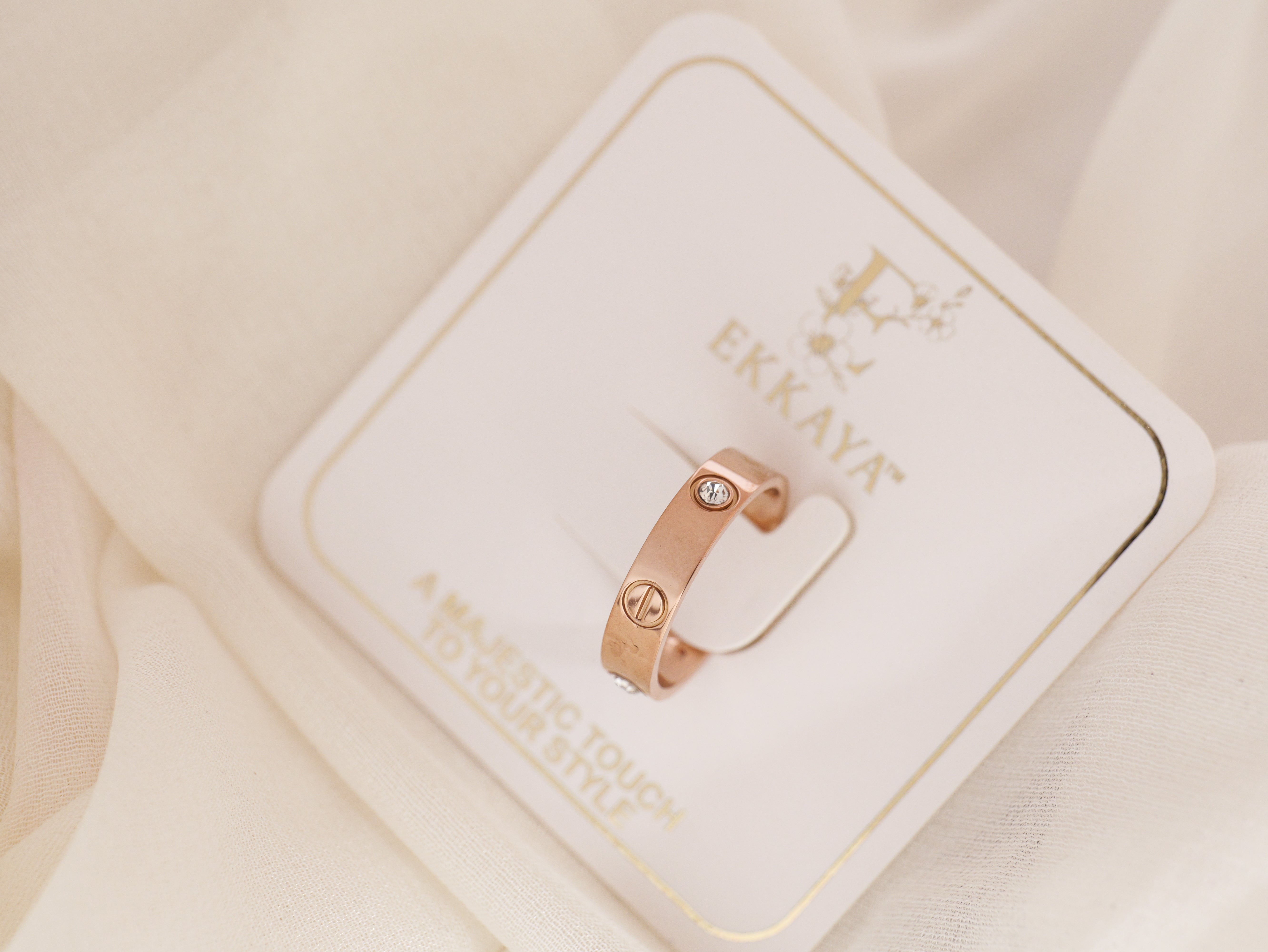 Classic Band Ring with Crystal Detailing