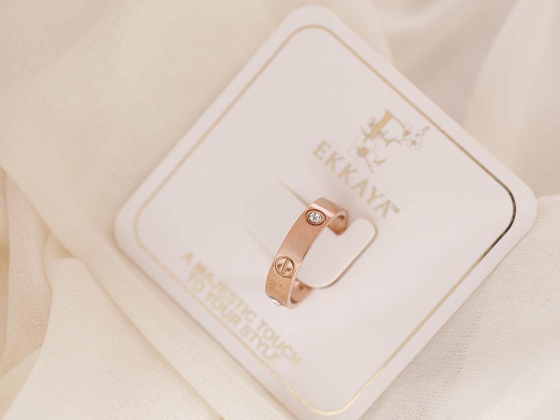 Classic Band Ring with Crystal Detailing