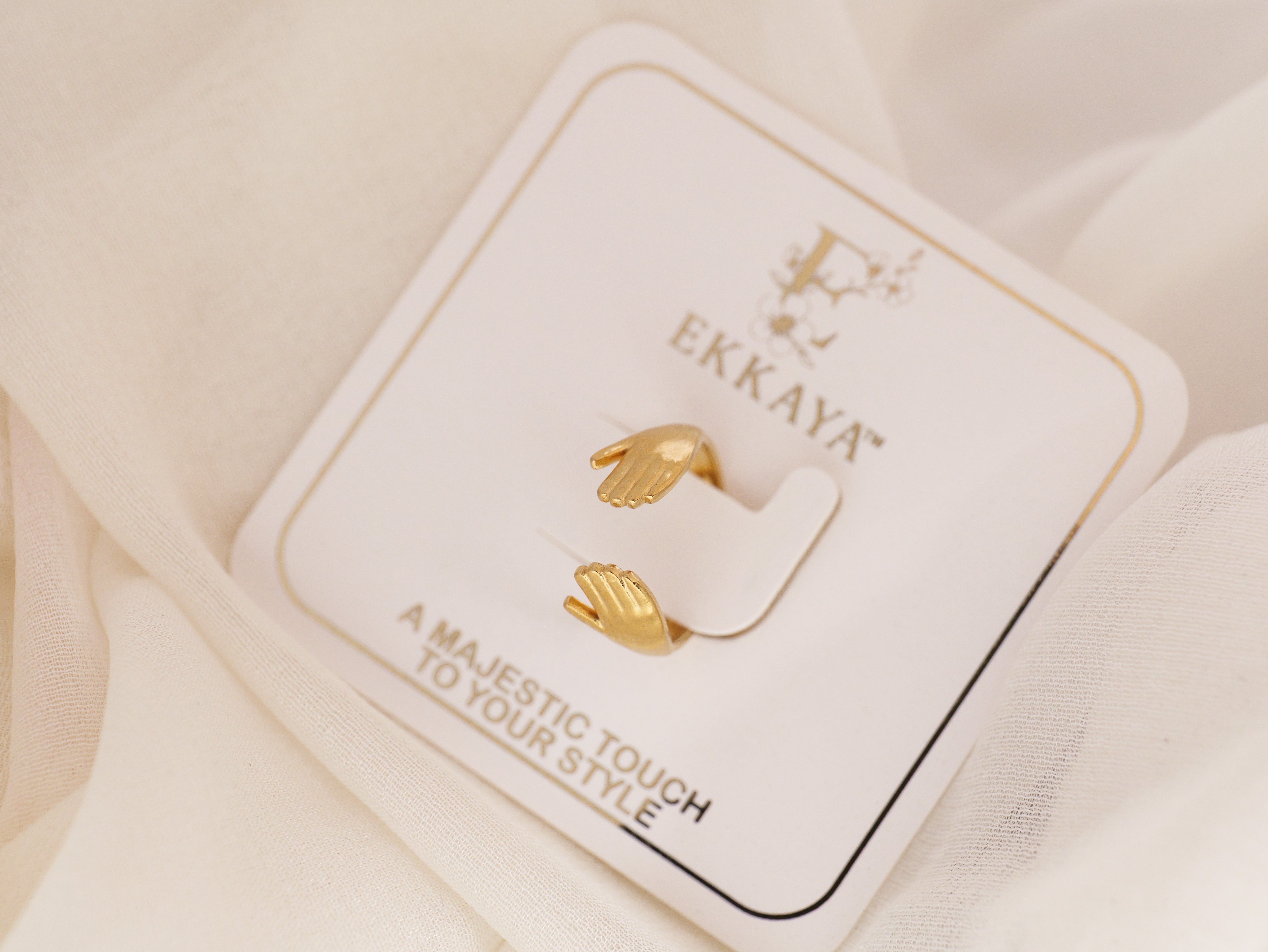 Gold Plated Hug Ring | Adjustable Brass Open Ring for Women & Girls