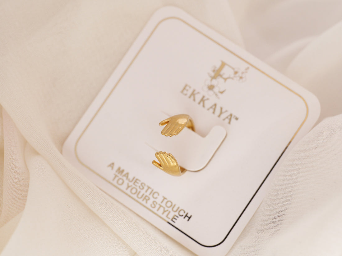 Gold Plated Hug Ring | Adjustable Brass Open Ring for Women & Girls