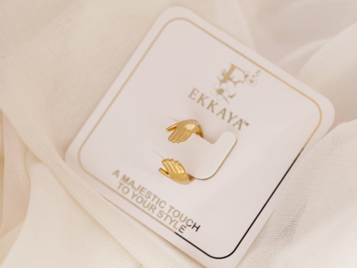 Gold Plated Hug Ring | Adjustable Brass Open Ring for Women & Girls