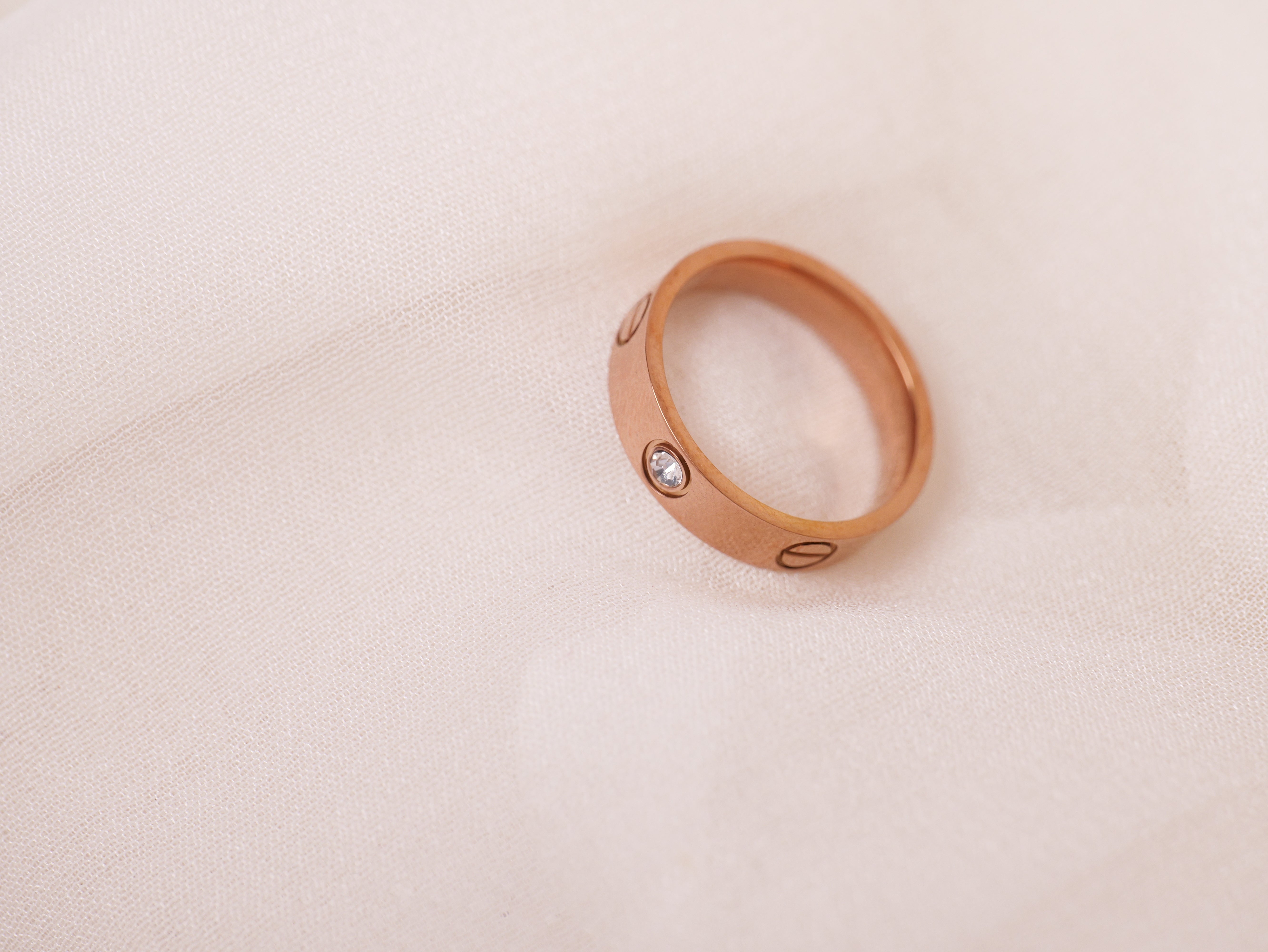 Classic Band Ring with Crystal Detailing