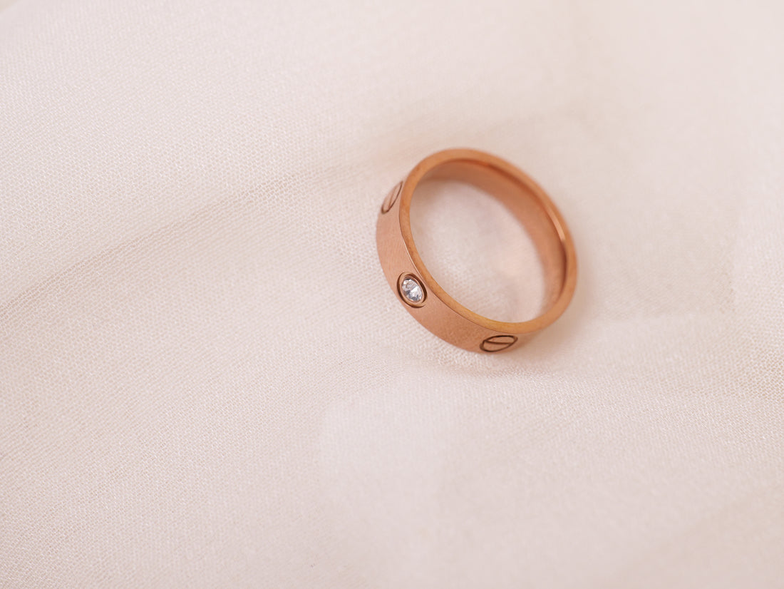 Classic Band Ring with Crystal Detailing