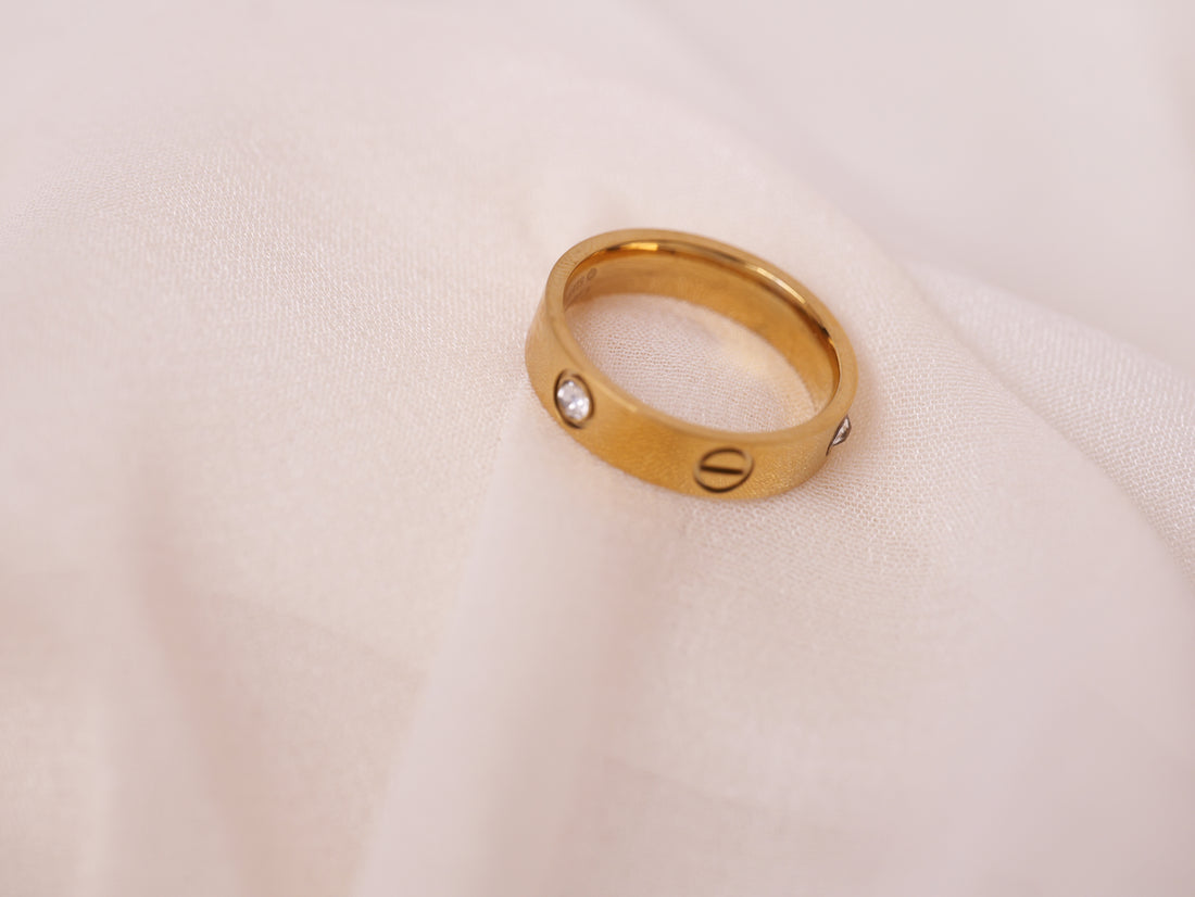 Classic Band Ring with Crystal Detailing