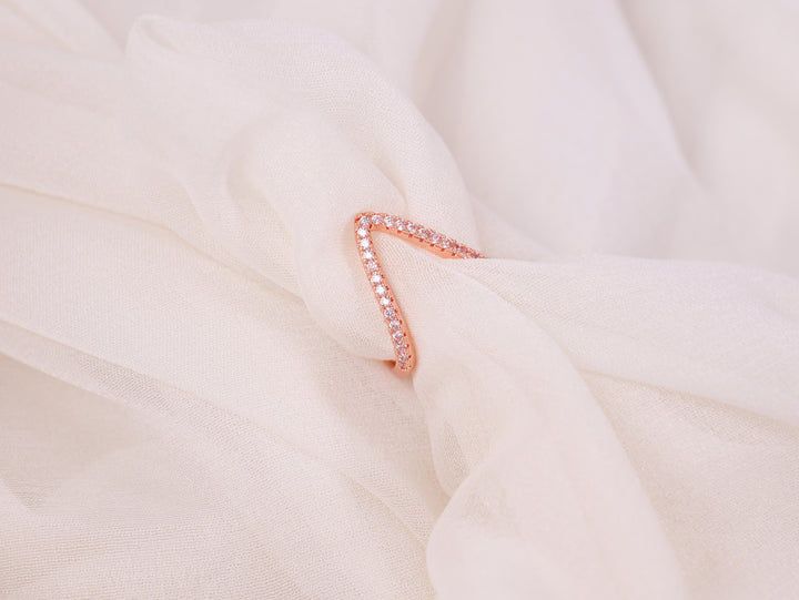 Rose Gold V-Shape Crystal Ring