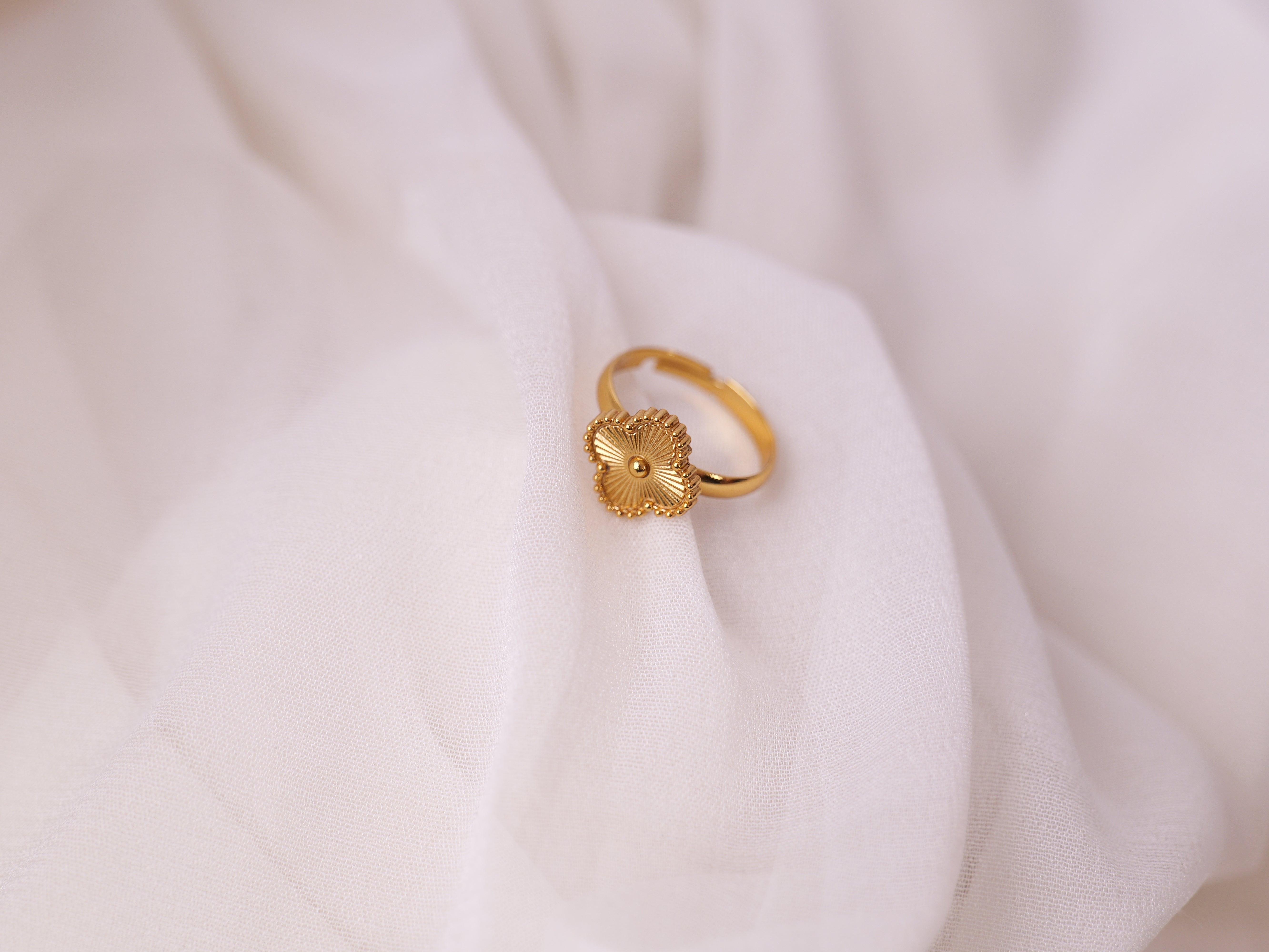 Golden Floral Charm Ring