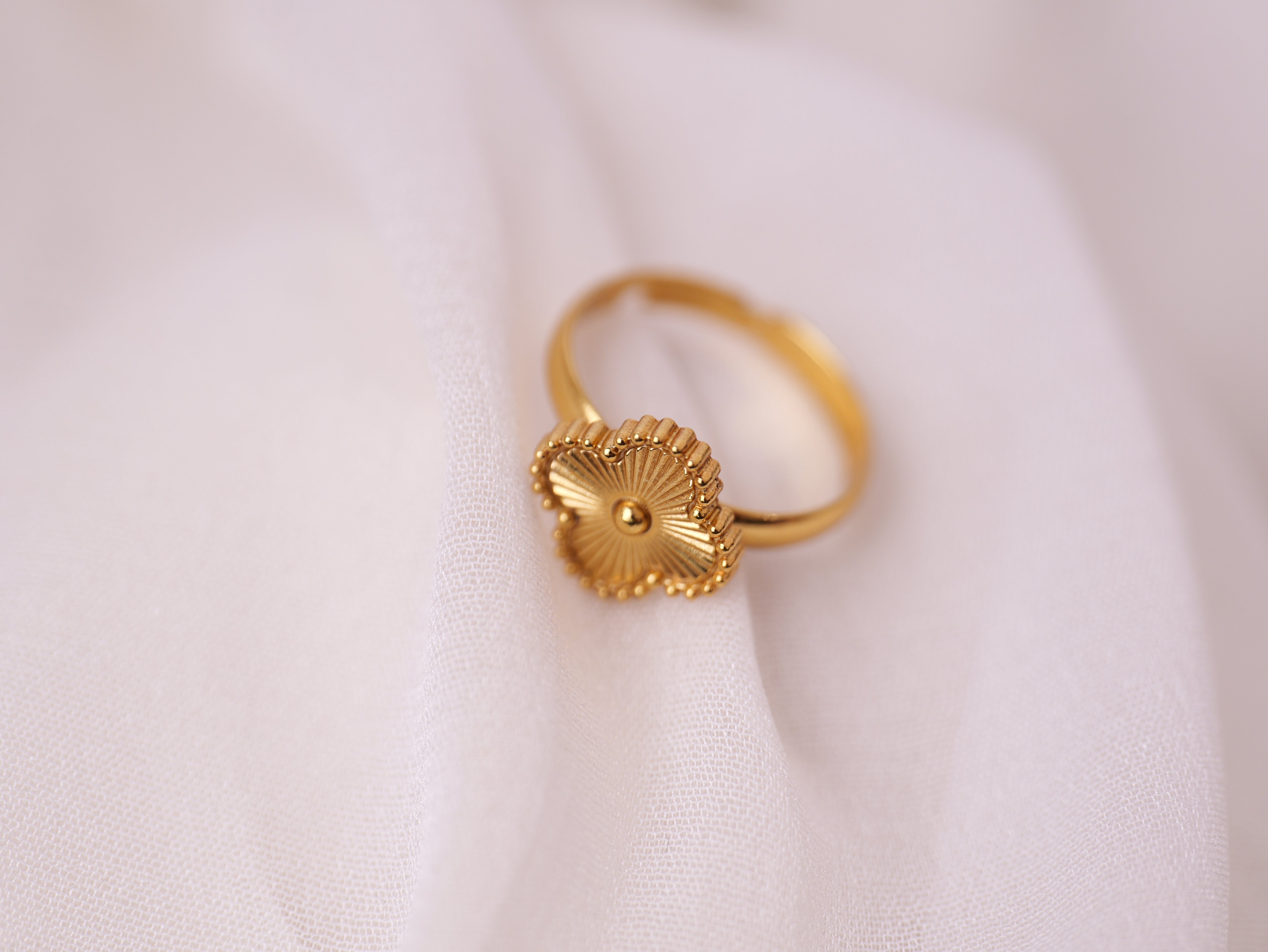 Golden Floral Charm Ring