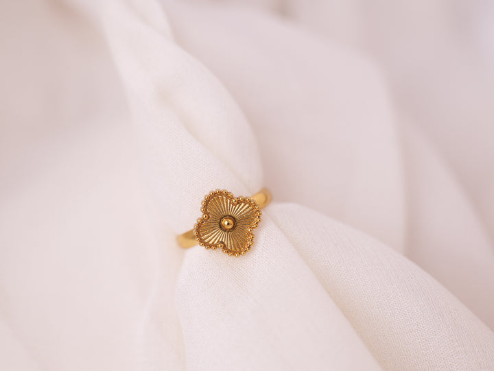 Golden Floral Charm Ring