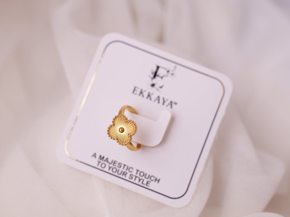 Golden Floral Charm Ring