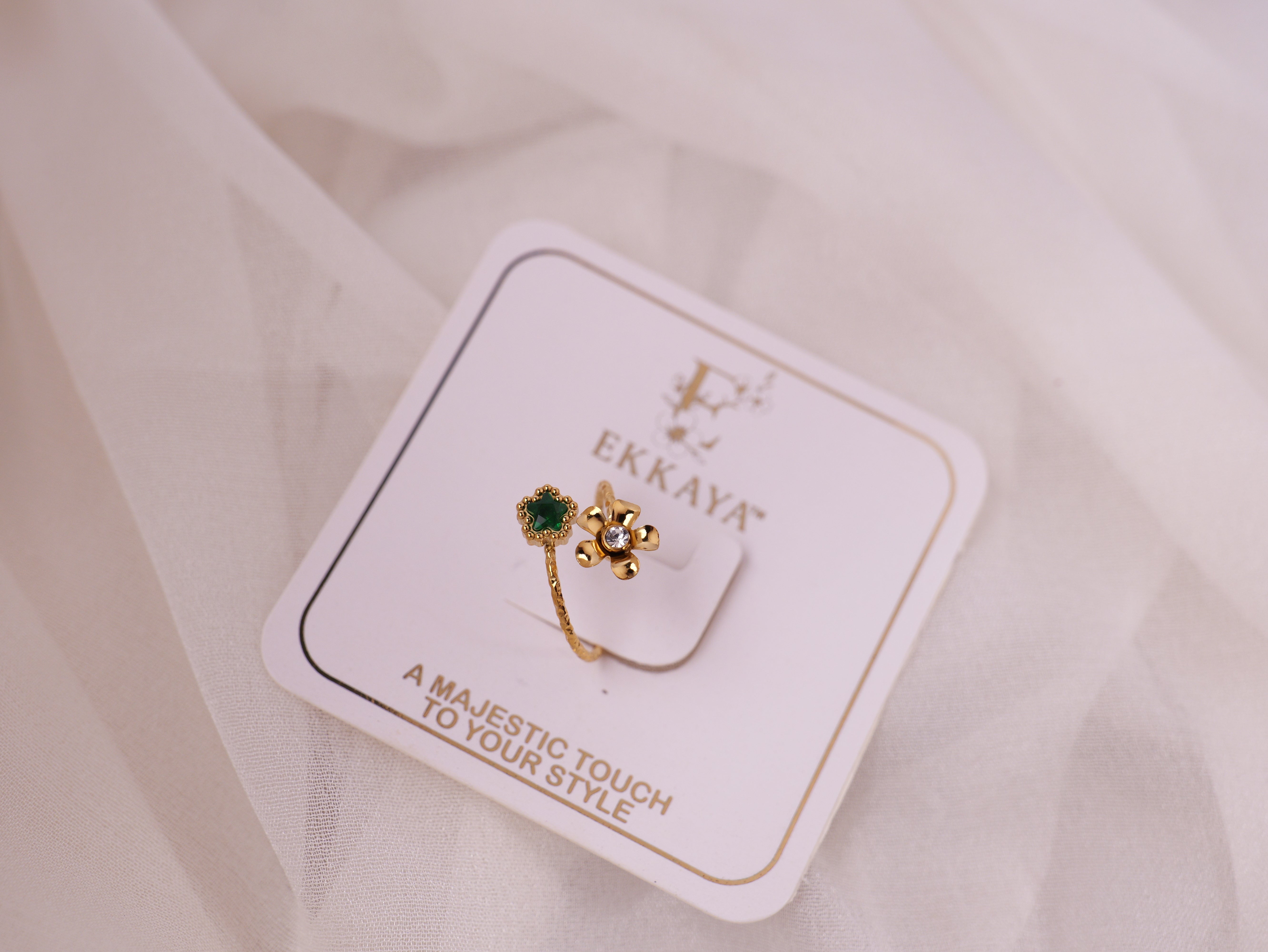 Floral Gemstone Adjustable Ring