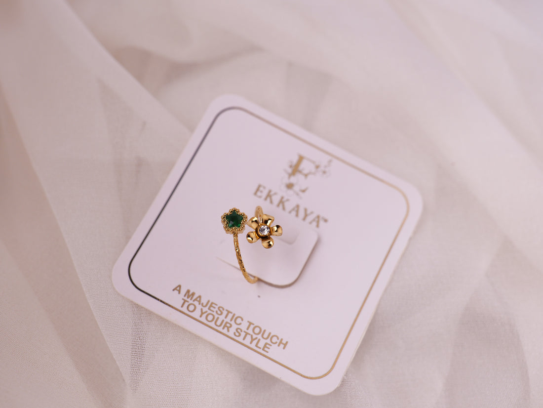 Floral Gemstone Adjustable Ring