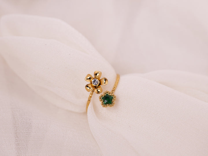 Floral Gemstone Adjustable Ring