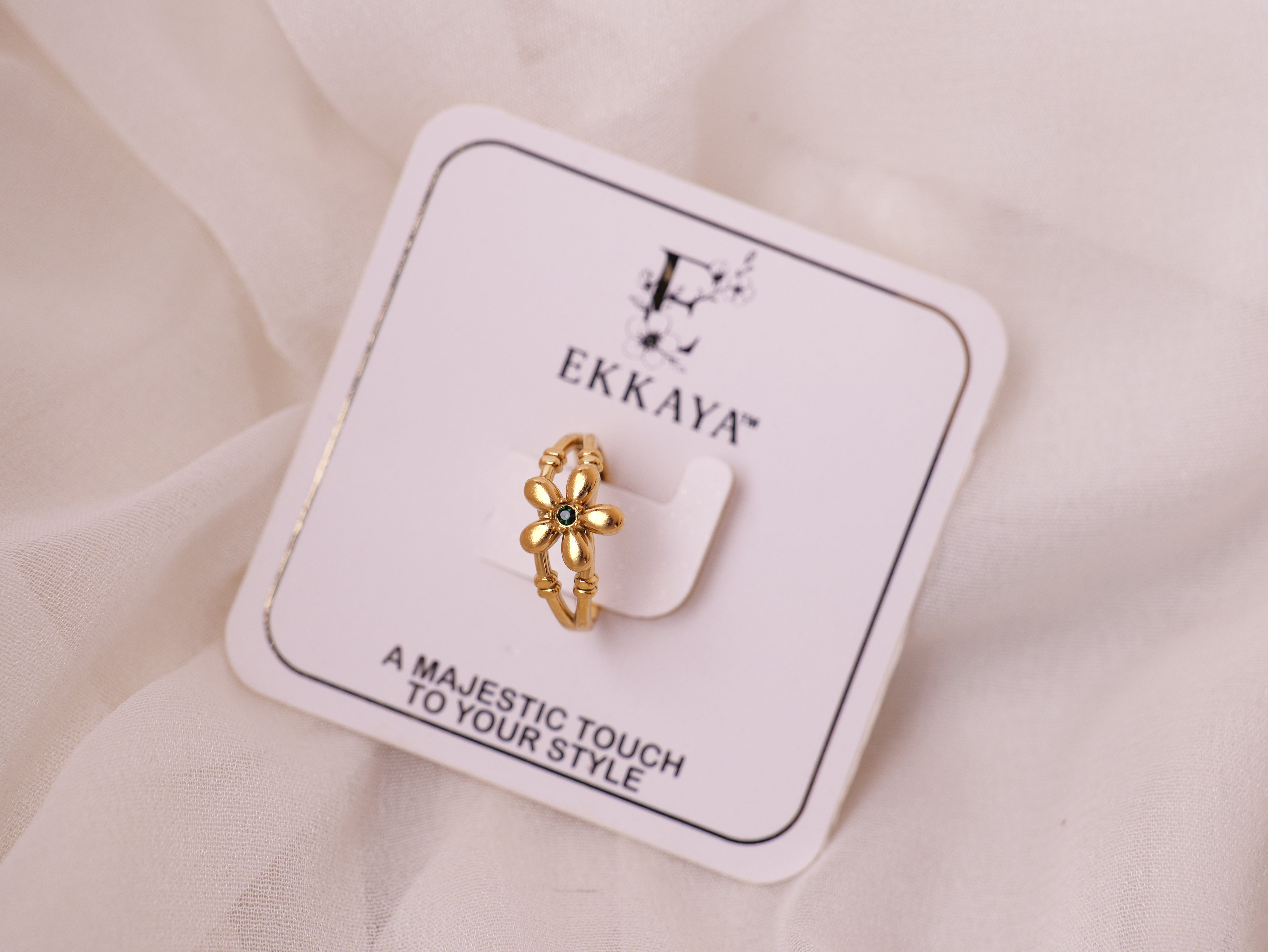 Delicate Gold Floral Adjustable Ring