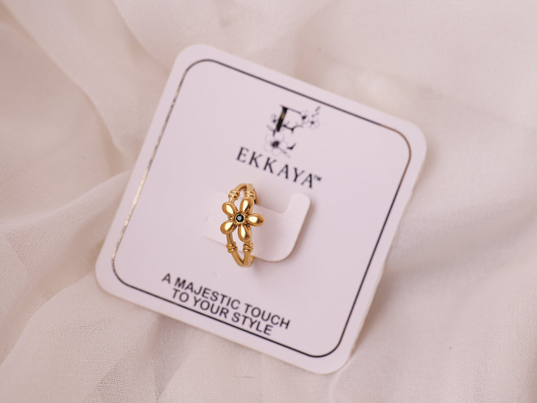 Delicate Gold Floral Adjustable Ring