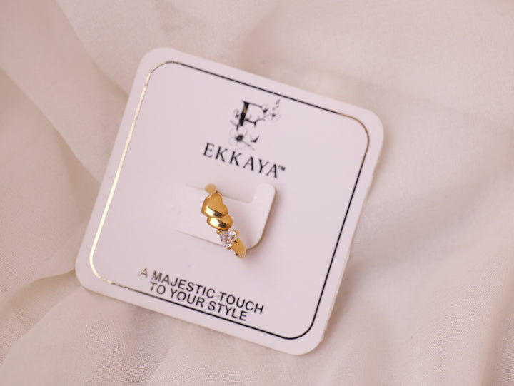 Gold Twist Heart Ring with Crystal Accent