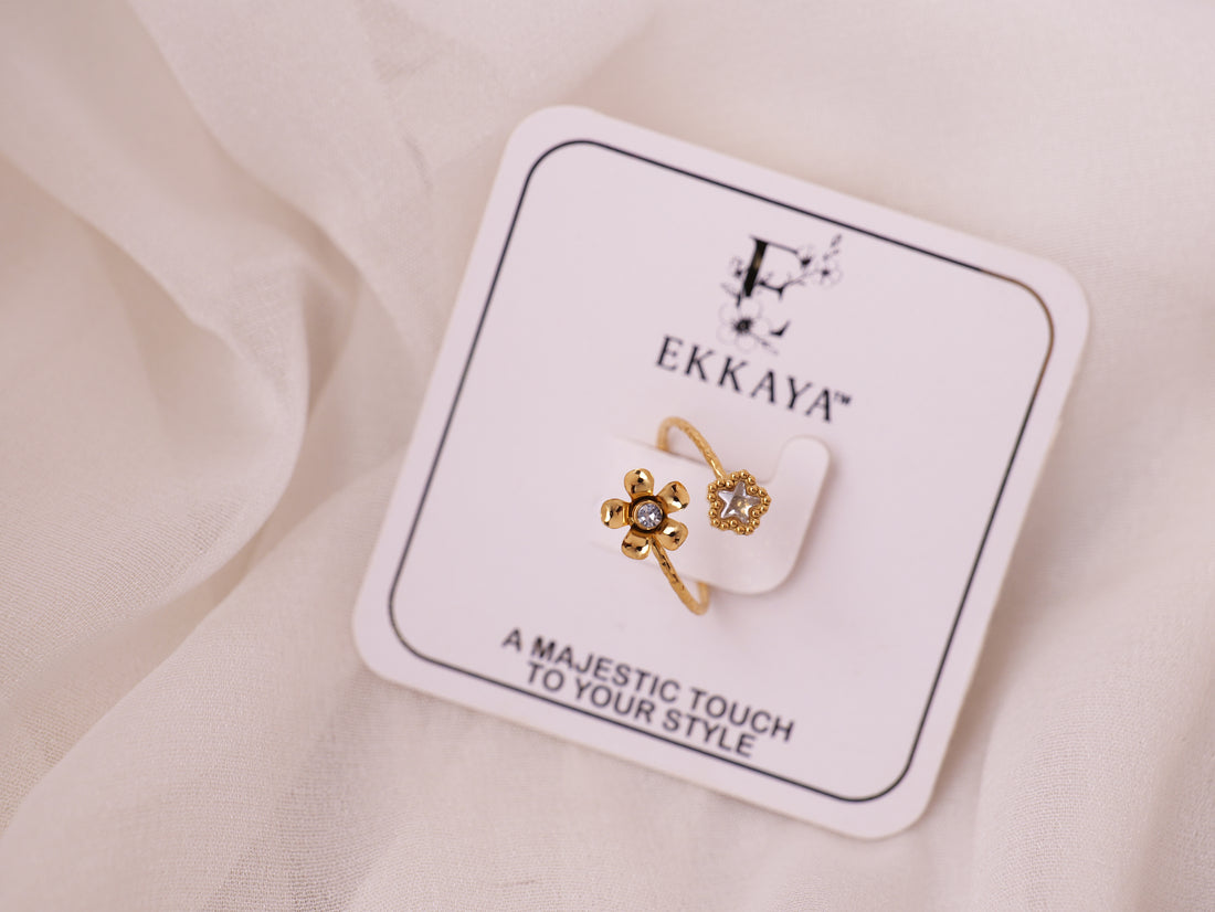 Floral Gemstone Adjustable Ring