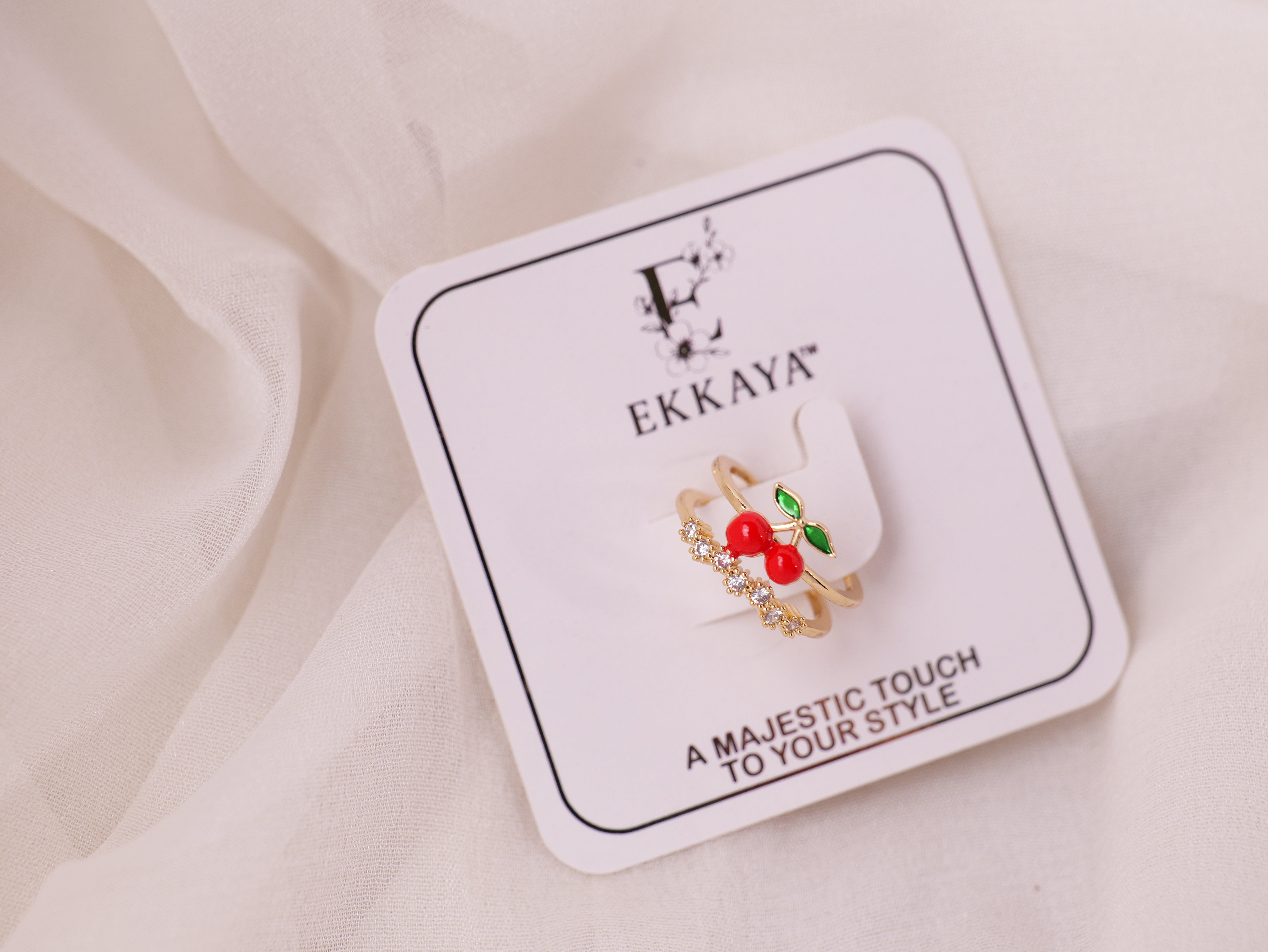 Cherry Charm Gold Ring Set