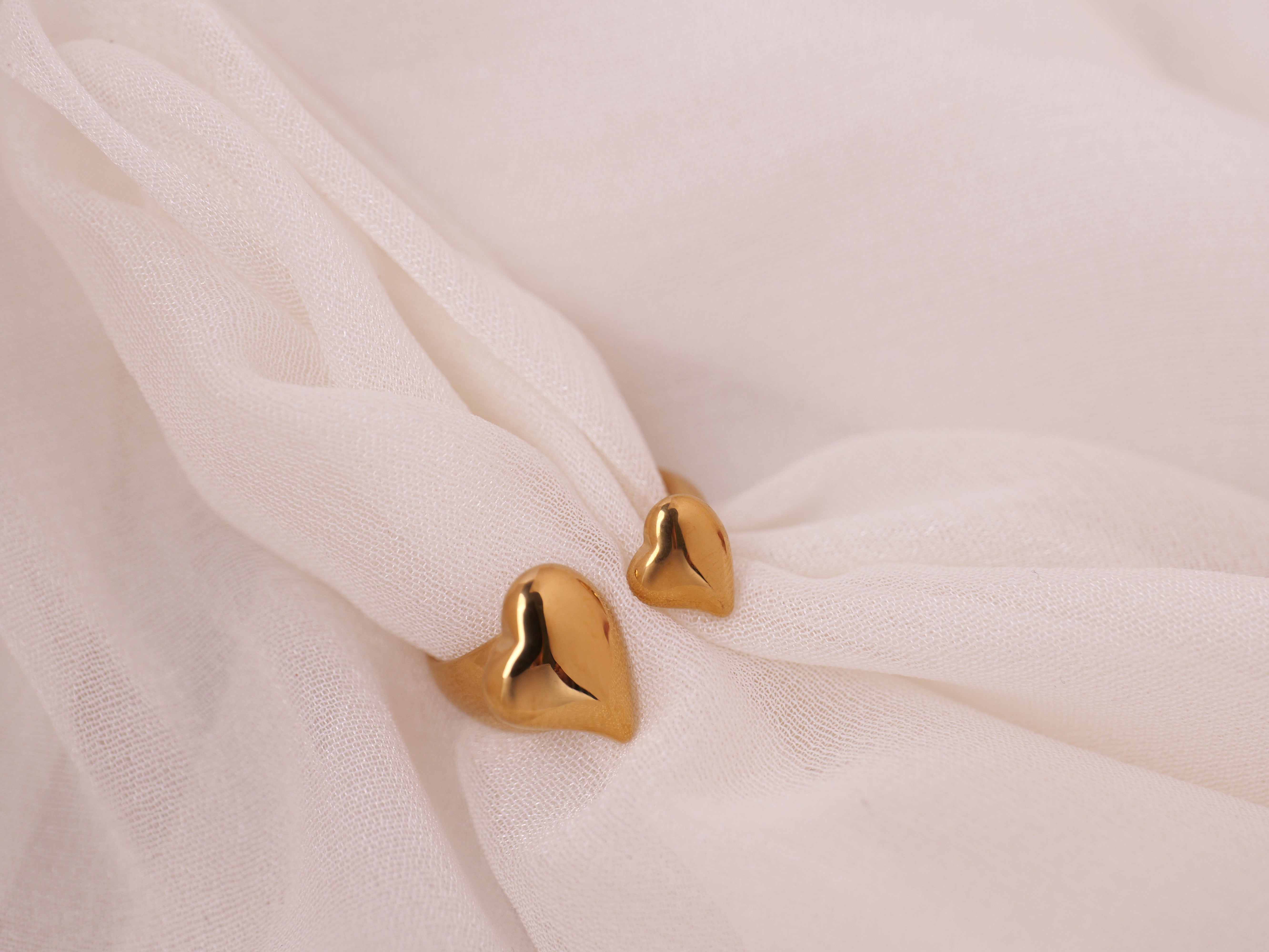 Double Heart Adjustable Gold Ring