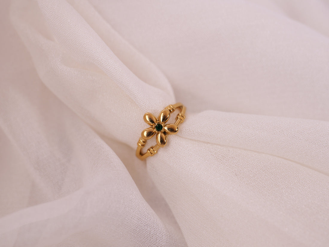 Delicate Gold Floral Adjustable Ring
