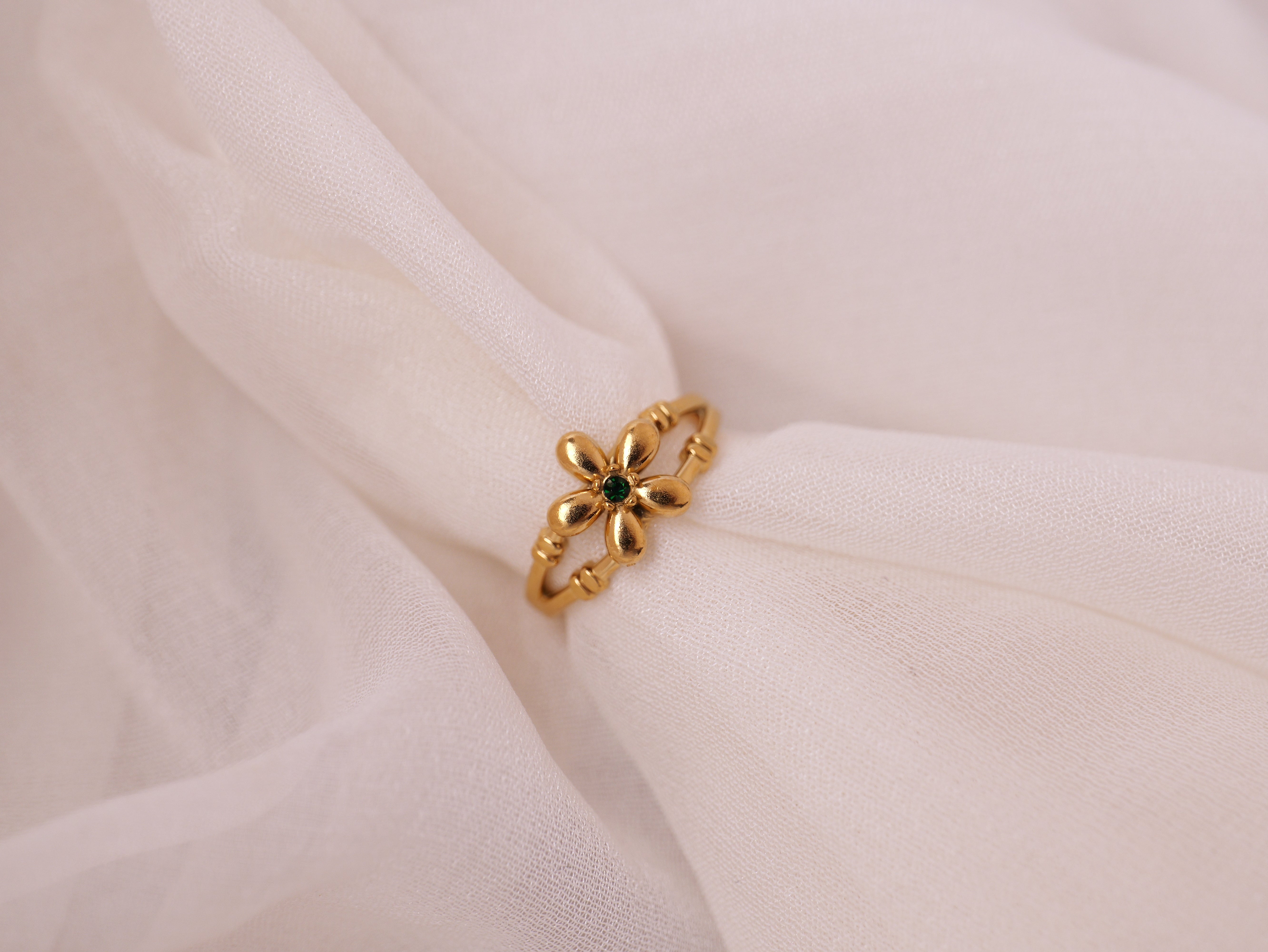 Delicate Gold Floral Adjustable Ring
