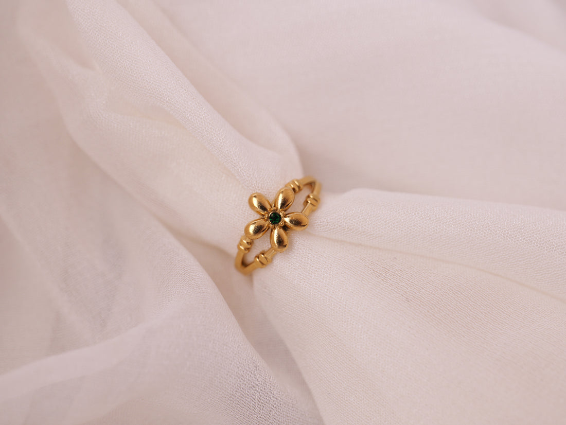 Delicate Gold Floral Adjustable Ring