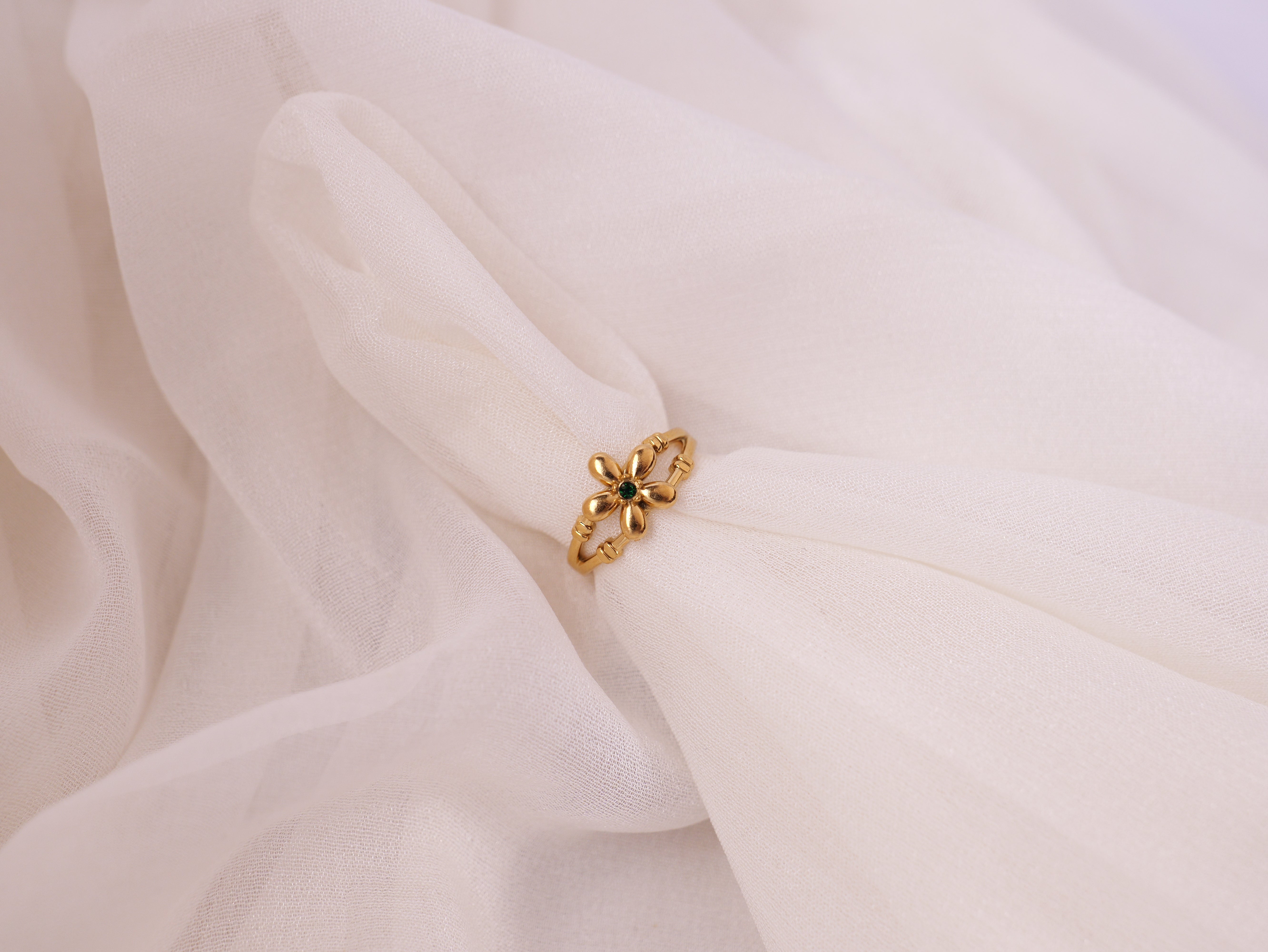 Delicate Gold Floral Adjustable Ring