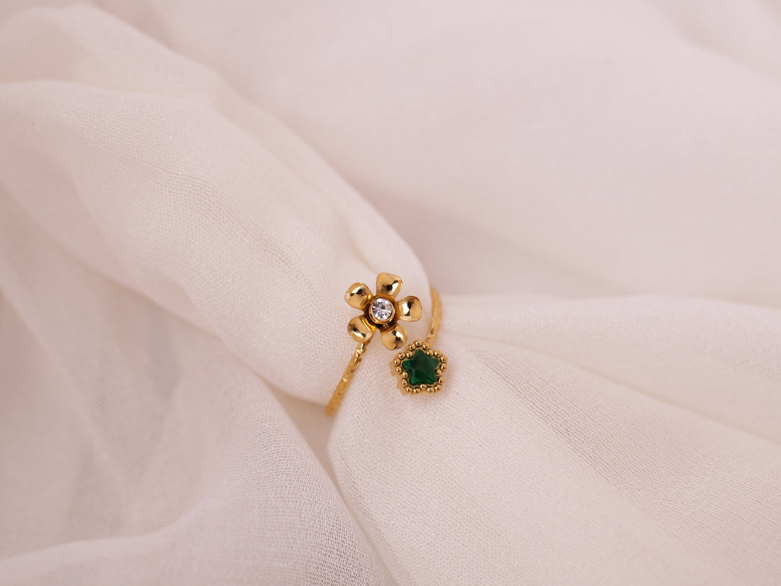 Floral Gemstone Adjustable Ring